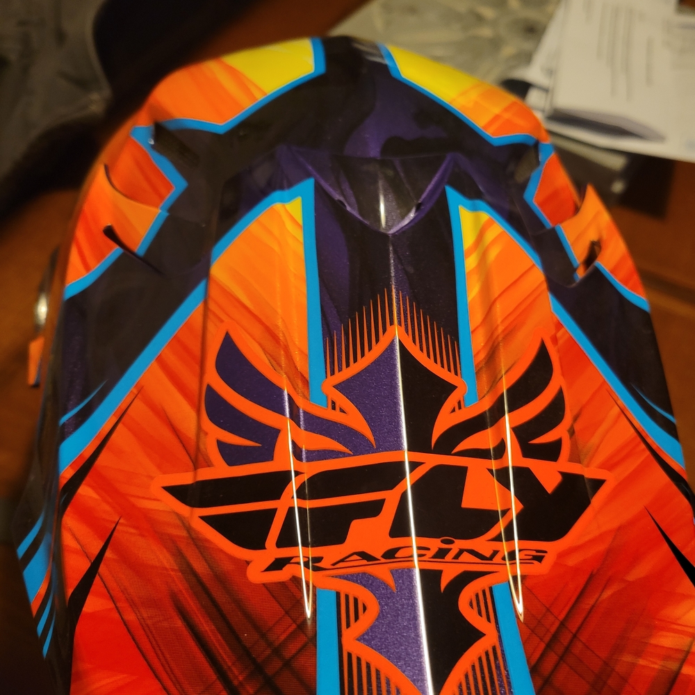 NWT Fly Racing Vibrant Orange and Blue Motorcycle Helmet - Picture 2 of 8
